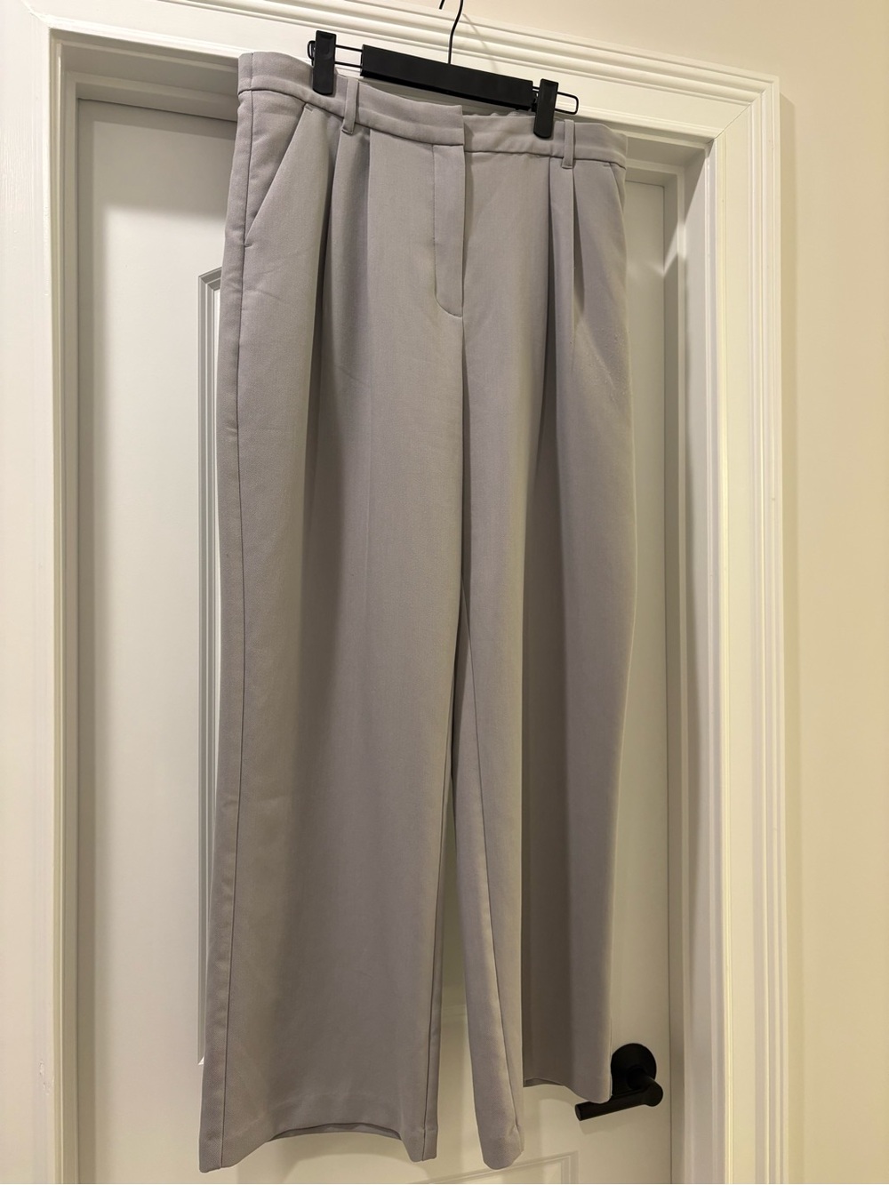 Sloane Tailored Wide-Leg Women's Curve Love Pants in Light Gray